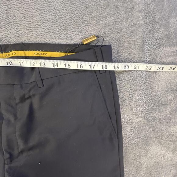 Adolfo Pants Mens 38x32 Black Wool Cashmere Super 140s Dress Slacks Flat Front - Picture 9 of 14